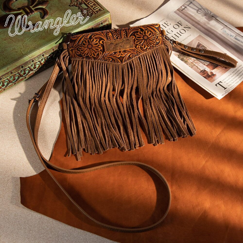6342 Wrangler Clutch Wristlet Fringe Purse Western Crossbody Bags - Picture 2 of 5